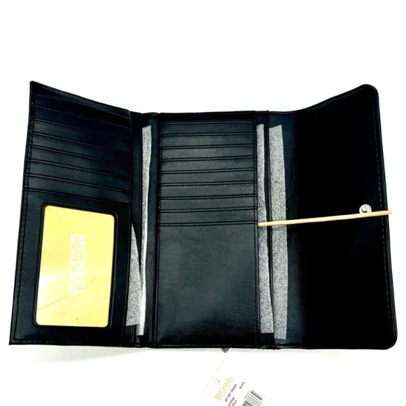 Michael Kors Large Quilted Trifold Wallet Black/Silver - Picture 8 of 9